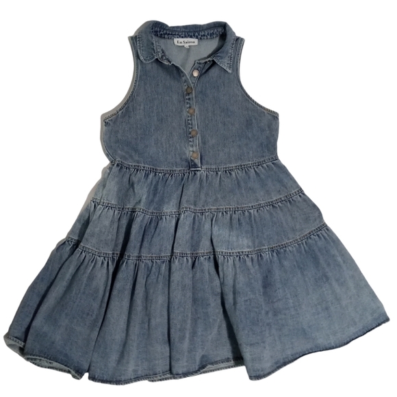 En Saison Palais Sleeveless Button Front Pocket Mini Denim Dress Medium - Picture 7 of 10